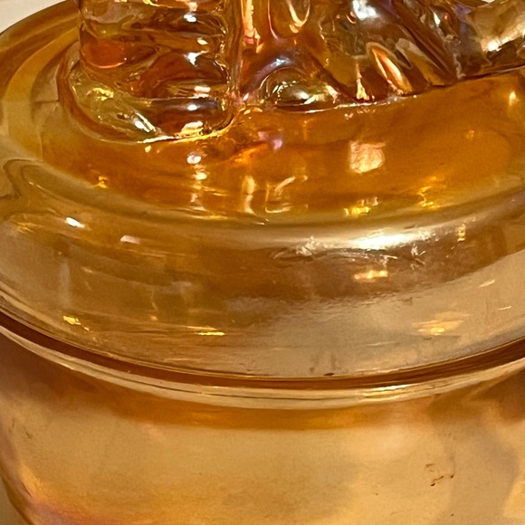 Vintage Jeanette Marigold Carnival Glass Scottie Dog Candy- Trinket -Powder-Dish - Picture 4 of 10